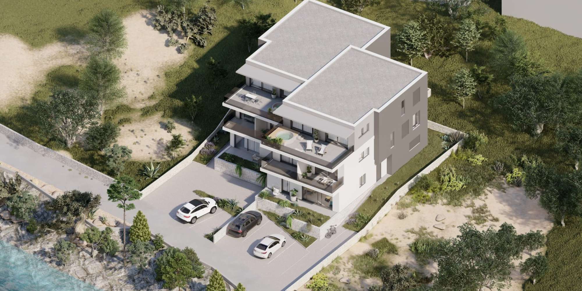 In progress - new construction - Brodarica - Apartment in the first row to the sea